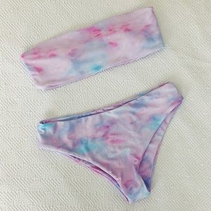 SHEIN Pink Watercolor Bandau Bikini